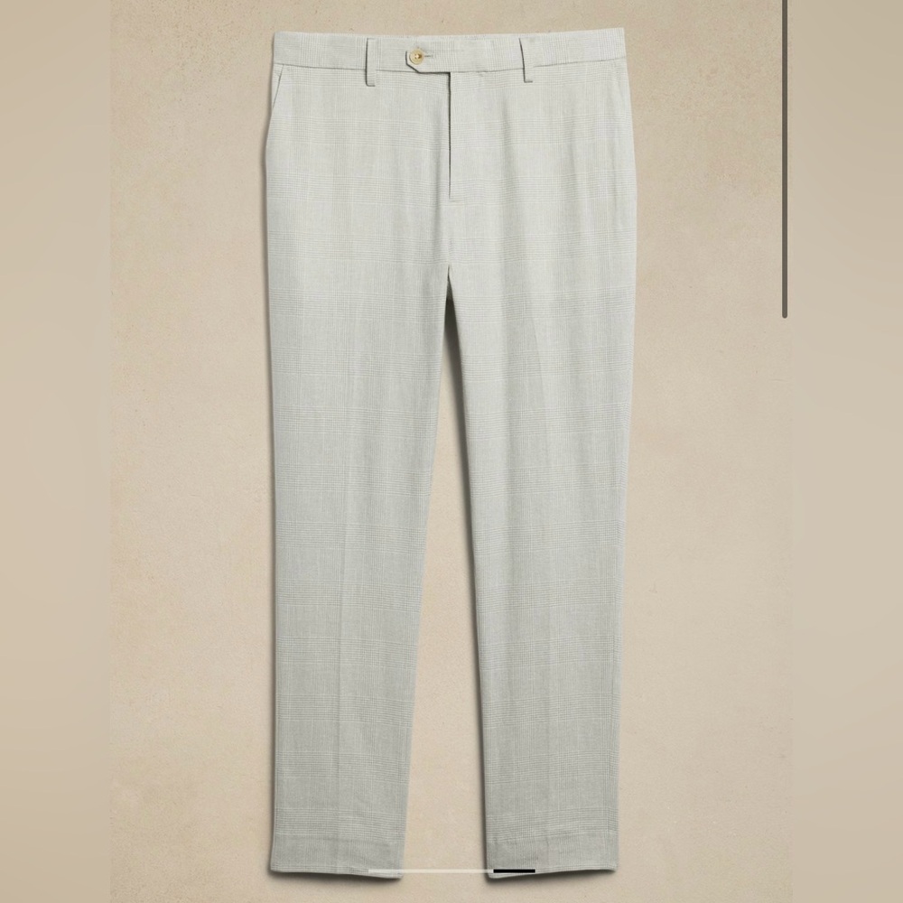 Banana Republic Men TAILORED-FIT LINEN-BLEND GLEN PLAID SUIT TROUSER size 32x32